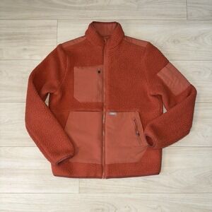 Figs On Shift Sherpa Jacket Womens Size XS Terracotta Full Zip Scrub Sweater